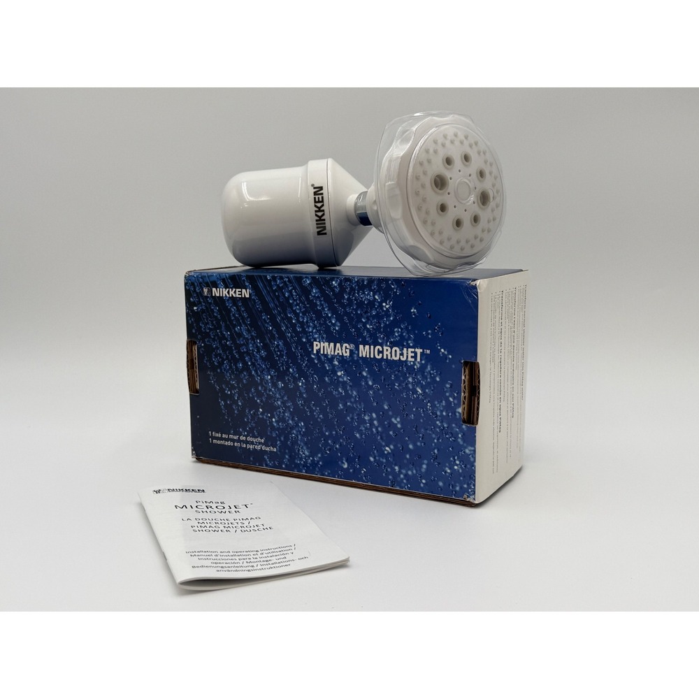 Nikken PiMag MicroJet Wall Mount Shower Head System #14662 White Open Box New